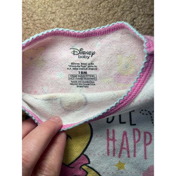 Winnie the Pooh Long Sleeved Shirt Bee Happy with White Bloomers 18M - Picture 3 of 6